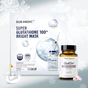 Kalėdinis rinkinys: GlutOx® maisto papildas + SUR. MEDIC™ Super Glutathione 100™ skaistinamoji veido kaukė