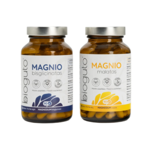 Bioguto Magnio Malato (90 kapsulių) ir Magnio Bisglicinato (90 kapsulių) rinkinys